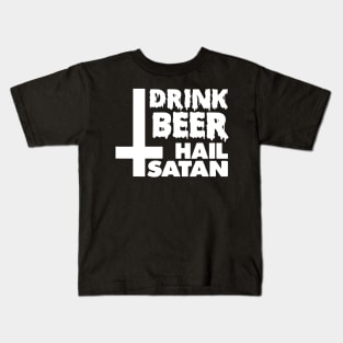 Occult Drink Beer Hail Satan Baphomet Witchcraft Design Kids T-Shirt